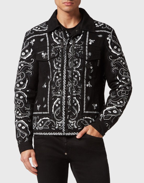 джинсовая куртка  от бренда philipp plein вид слева