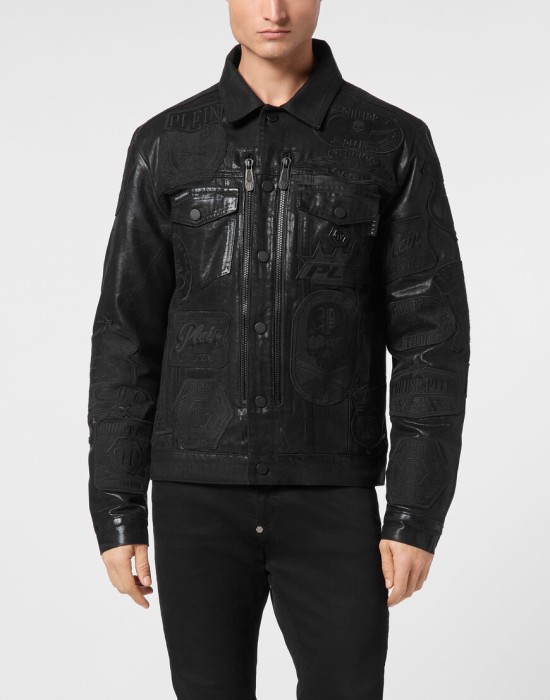 джинсовая куртка  от бренда philipp plein вид слева