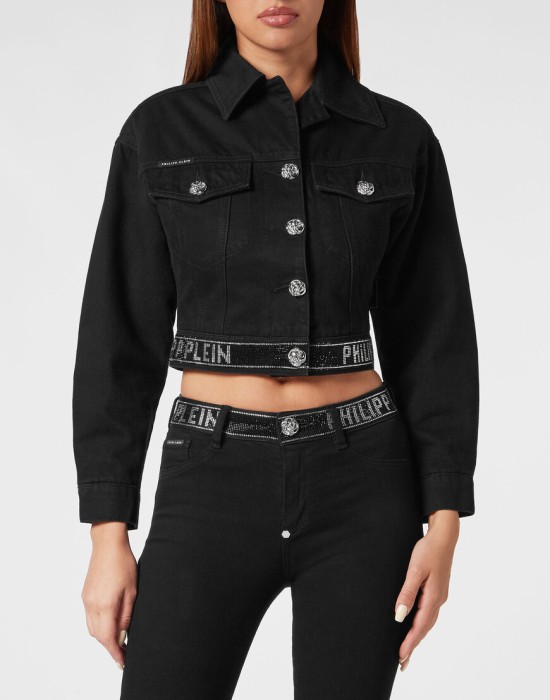 джинсовая куртка  от бренда philipp plein вид слева