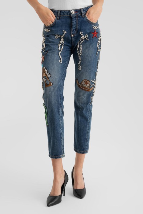 джинсы  декор кристаллами A19C WDT1263 PDE004N 08CY фотография