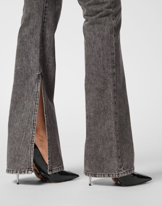 джинсы клеш  из проверенных материалов спереди