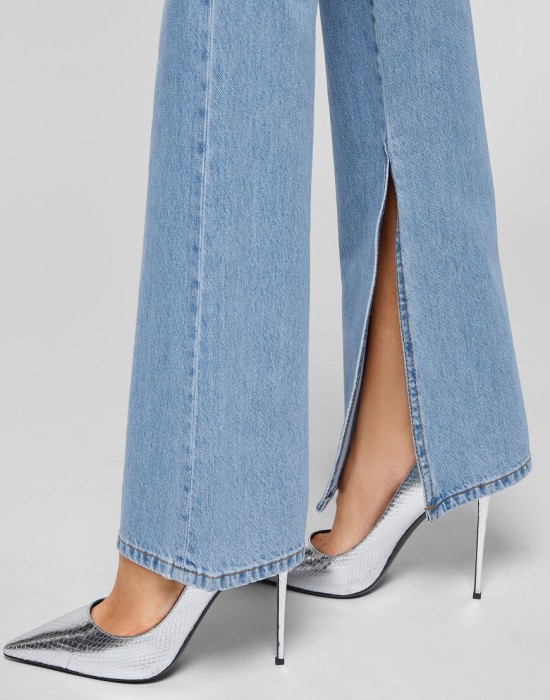 джинсы клеш  из проверенных материалов спереди