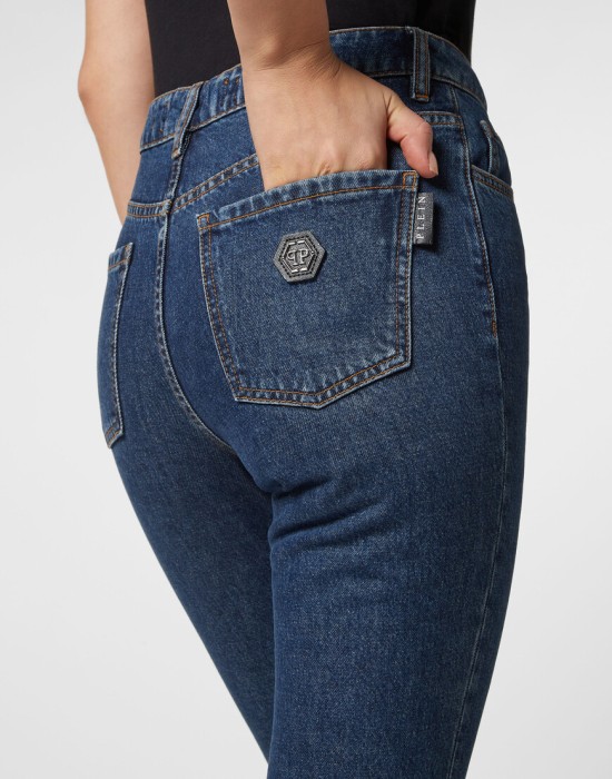 джинсы клеш  из проверенных материалов спереди