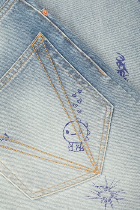 джинсы  модель из эксклюзивной коллекции для взрослого возраста с изнаночной стороны