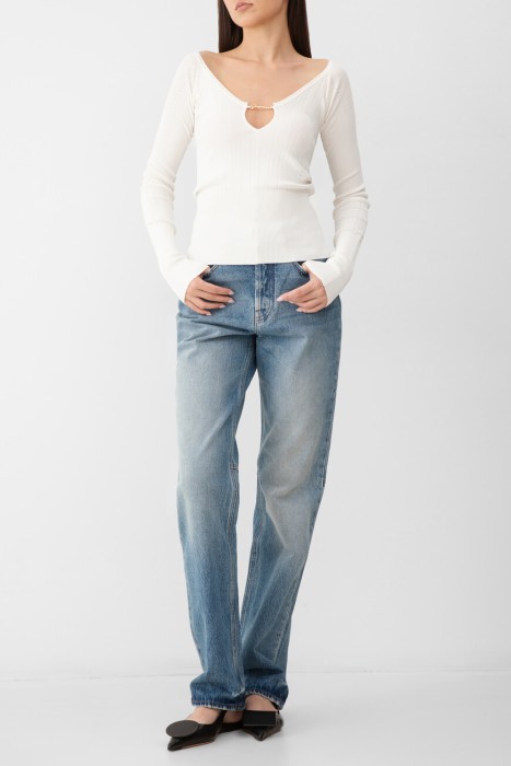 джинсы  модель le de-nimes из хлопка спереди