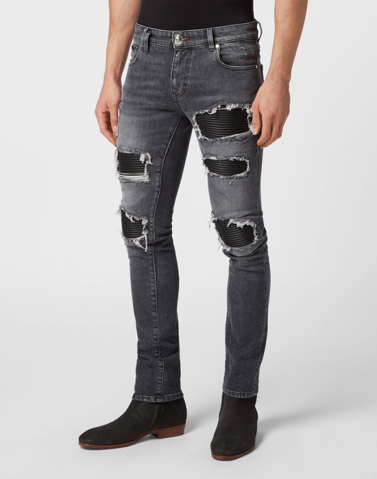 джинсы прямые и зауженные  от бренда philipp plein вид слева