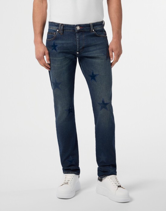 джинсы прямые  от бренда philipp plein вид слева