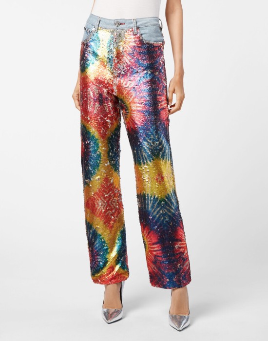 джинсы прямые  от бренда philipp plein вид слева