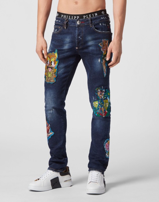 джинсы прямые  от бренда philipp plein вид слева