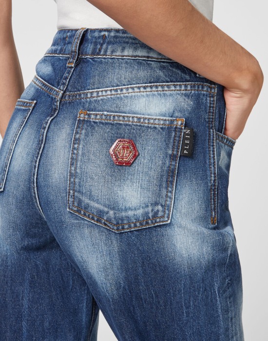 джинсы с высокой посадкой  из проверенных материалов спереди