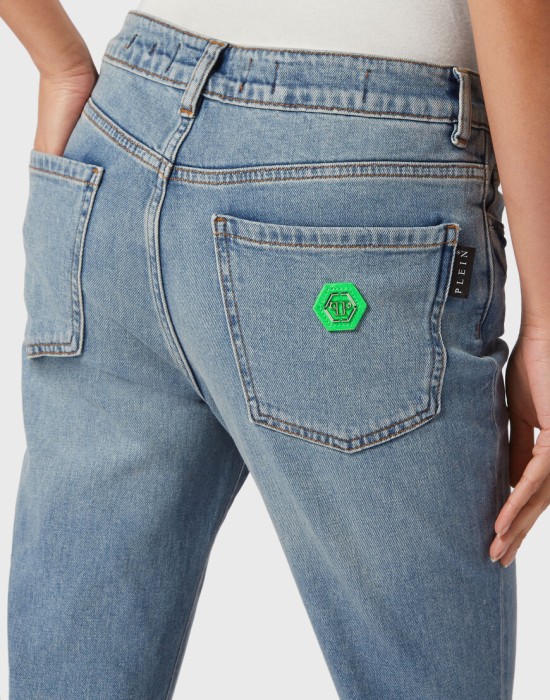 джинсы с высокой посадкой  из проверенных материалов спереди