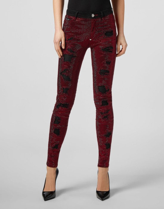 джинсы с высокой посадкой  от бренда philipp plein вид слева