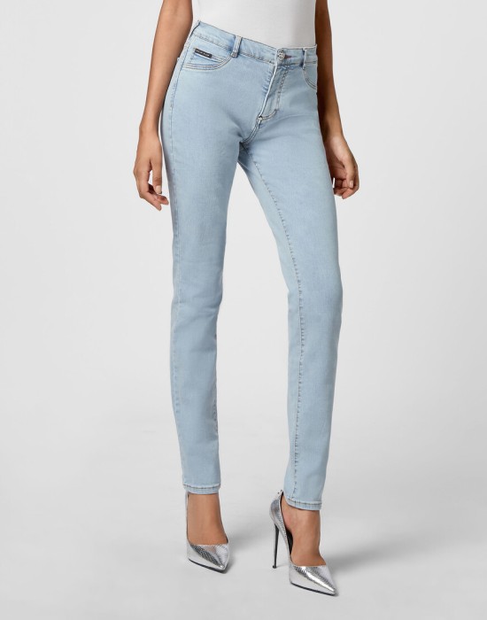 джинсы с высокой посадкой  от бренда philipp plein вид слева