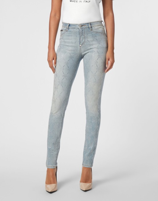 джинсы с высокой посадкой  от бренда philipp plein вид слева