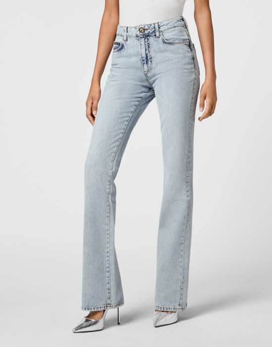 джинсы с высокой посадкой  от бренда philipp plein вид слева