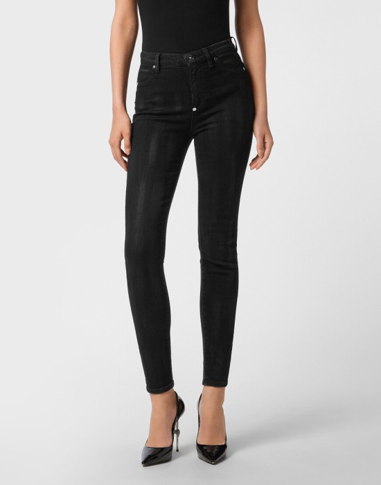 джинсы с высокой посадкой  от бренда philipp plein вид слева