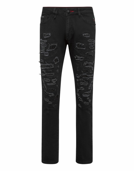 джинсы зауженные  от бренда philipp plein вид слева