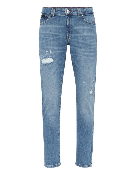 джинсы зауженные  от бренда philipp plein вид слева