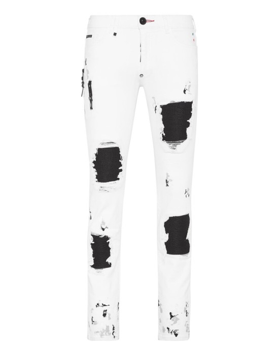 джинсы зауженные  от бренда philipp plein вид слева