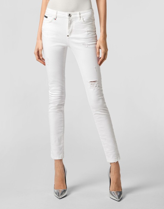 джинсы зауженные  от бренда philipp plein вид слева