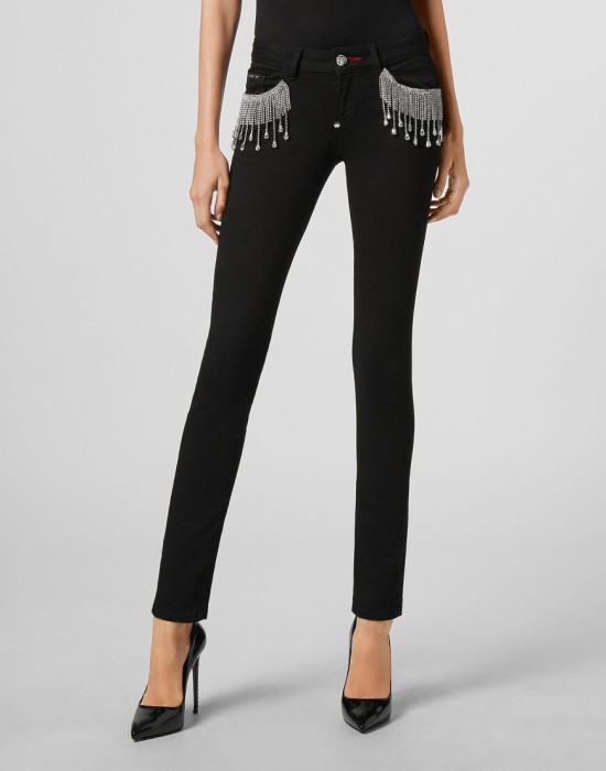 джинсы зауженные  от бренда philipp plein вид слева