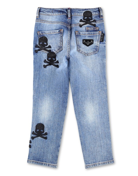 джинсы зауженные  от бренда philipp plein вид слева