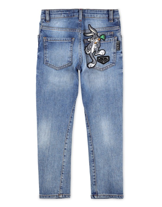 джинсы зауженные  от бренда philipp plein вид слева