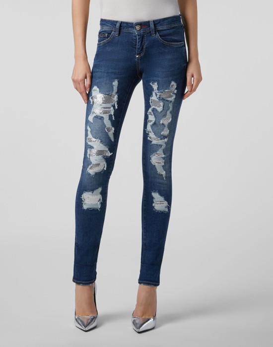 джинсы зауженные  от бренда philipp plein вид слева