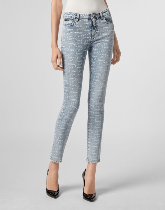 джинсы зауженные  от бренда philipp plein вид слева