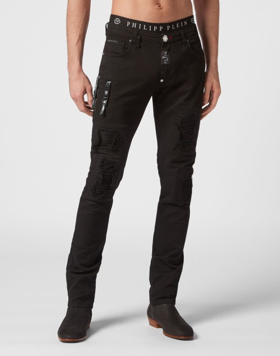 джинсы зауженные  от бренда philipp plein вид слева