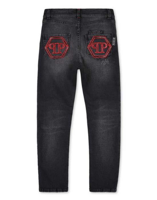 джинсы зауженные от бренда philipp plein вид слева