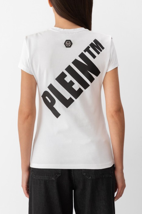 футболка  с контрастным лого белый от бренда philipp plein вид слева