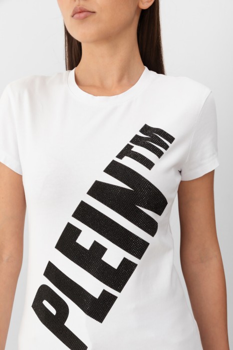 футболка  с контрастным лого белый из америки вид сбоку