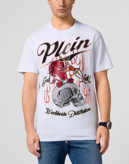 футболка  от бренда philipp plein вид слева