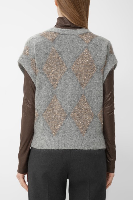 кардиган  модель dazzling argyle от бренда brunello cucinelli вид слева