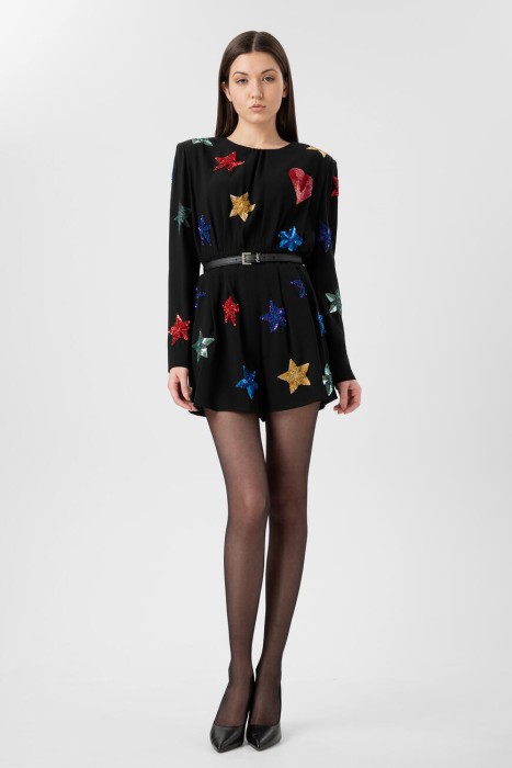 комбинезон  с вышивкой пайетками от бренда saint laurent вид слева