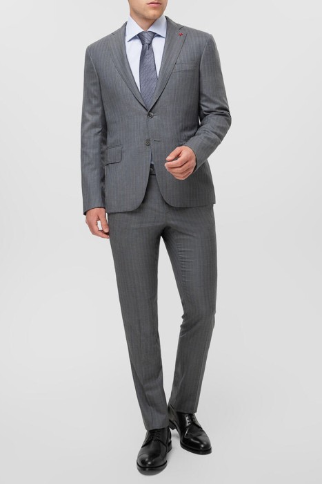 костюм  с узором в полоску из шерсти спереди