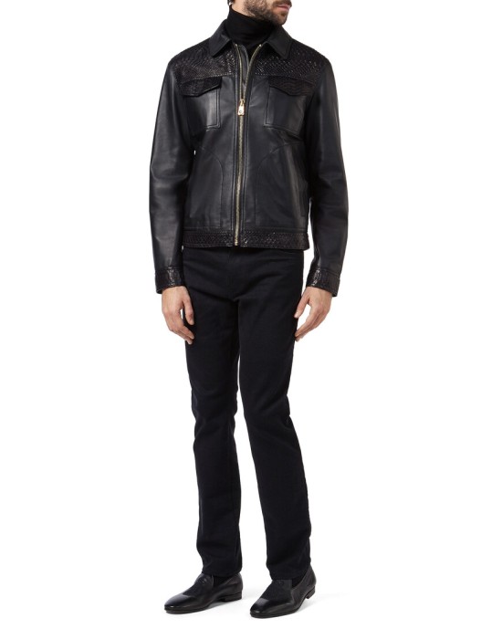 кожаная куртка  из италии вид сбоку