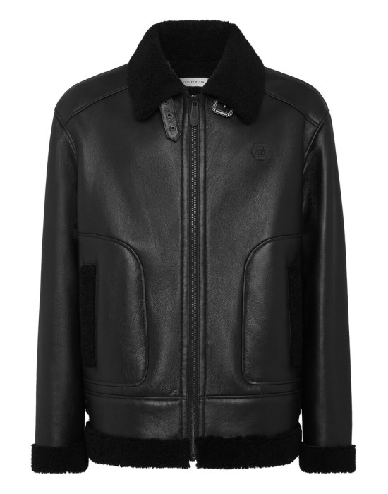 кожаная куртка  от бренда philipp plein вид слева