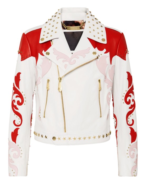 кожаная куртка  от бренда philipp plein вид слева