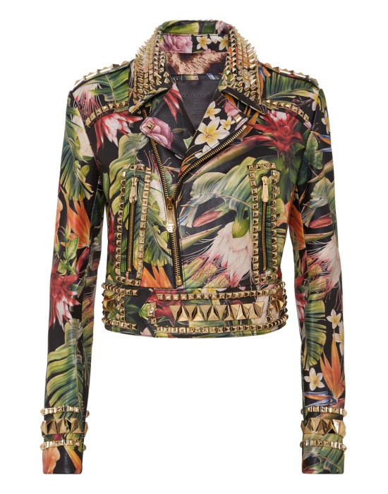 кожаная куртка  от бренда philipp plein вид слева