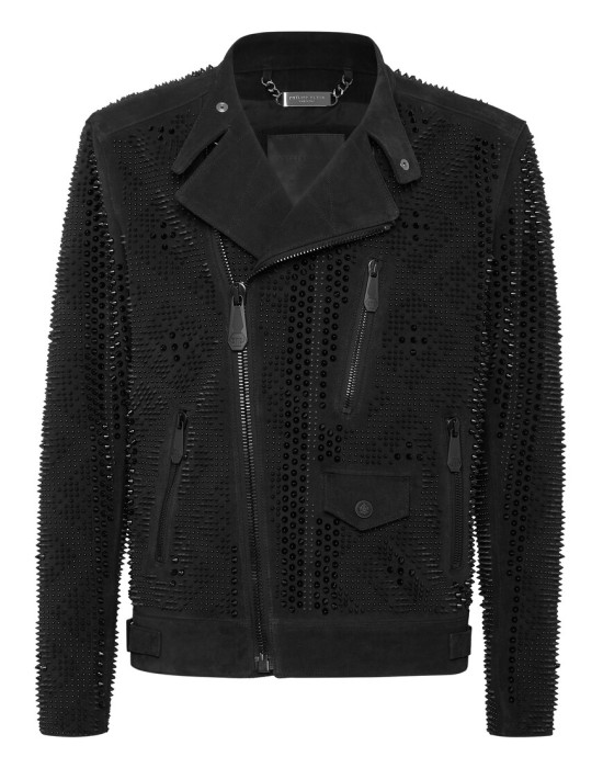 кожаная куртка  от бренда philipp plein вид слева