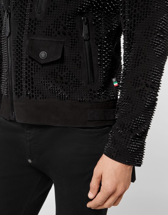 кожаная куртка  из америки вид сбоку