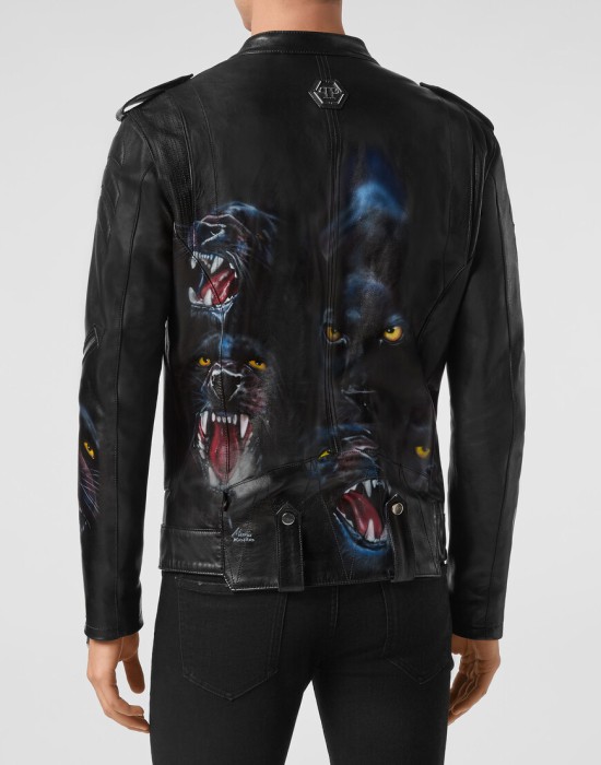 кожаная куртка  из америки вид сбоку