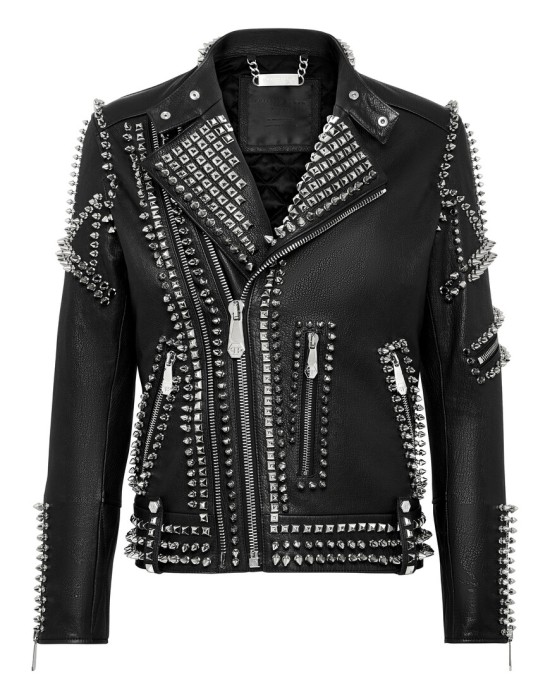 кожаная куртка  от бренда philipp plein вид слева