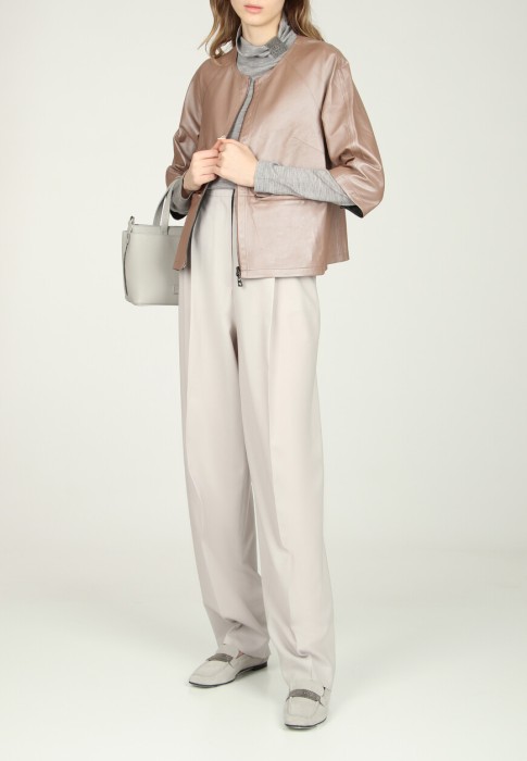 кожаная куртка  от бренда diego m вид слева