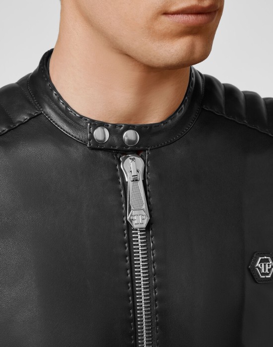 кожаная куртка  из америки вид сбоку