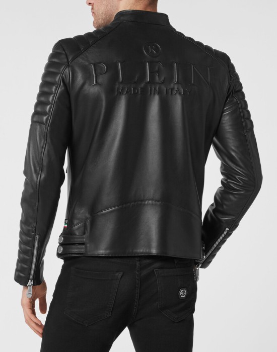 кожаная куртка  из америки вид сбоку