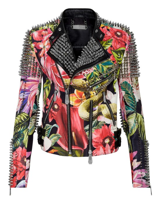 кожаная куртка  от бренда philipp plein вид слева