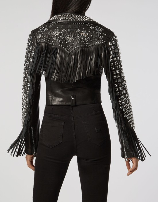 кожаная куртка  из америки вид сбоку